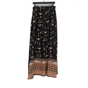 SPELL & The Gypsy Phoenix Mustang Print Maxi Skirt Black Cream L